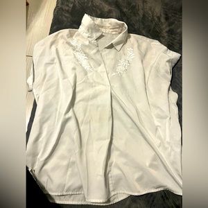 White formal shirt with flowered collar
